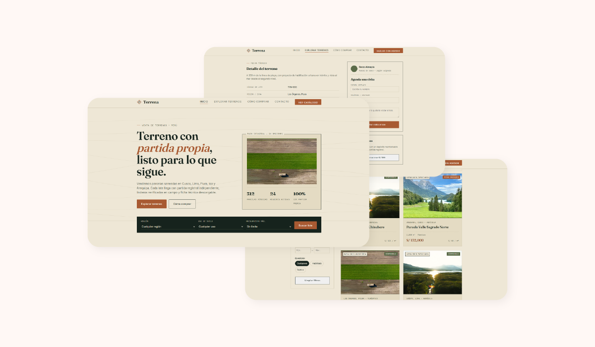 Captura de pantalla del demo Terrena, plan Básico