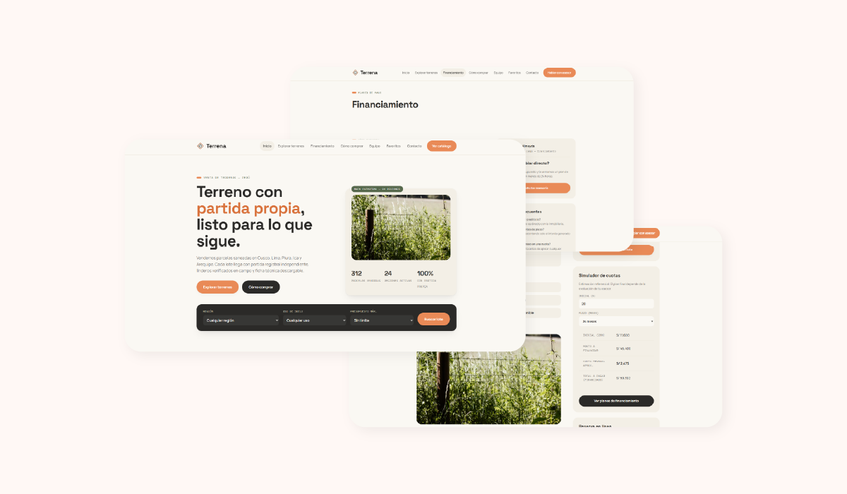 Captura de pantalla del demo Terrena, plan Flat Pro